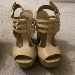 Nude cork aldo wedges